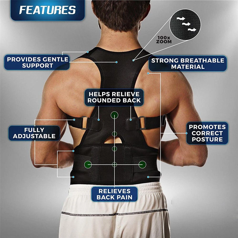 Posture Corrector Support Magnetic Back Shoulder Brace Belt Band For