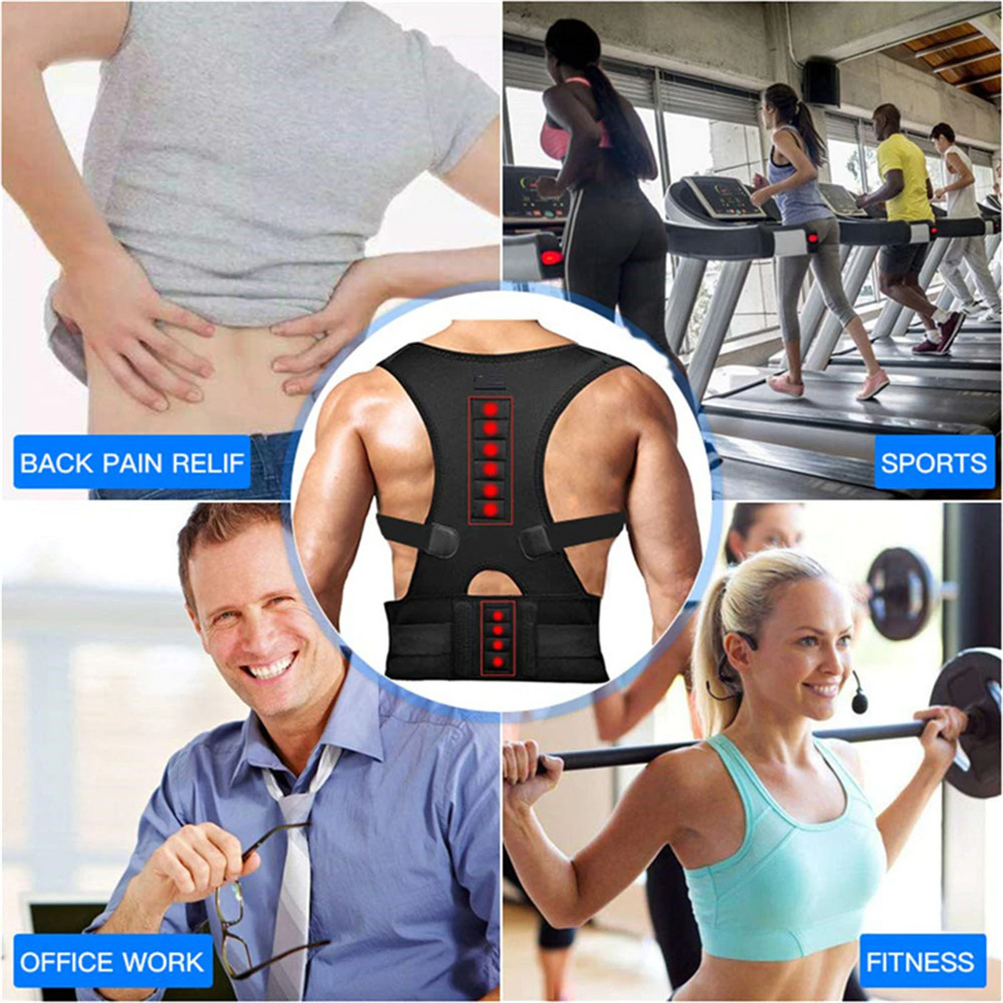 Posture Corrector Support Magnetic Back Shoulder Brace Belt Band For